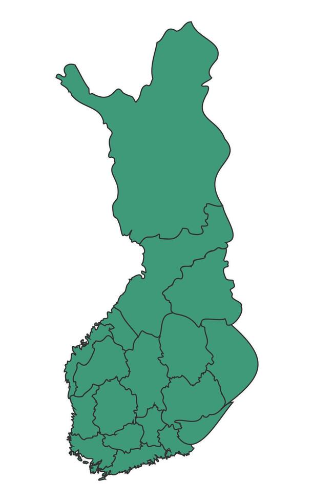 Green Finland simple map with states border outline illustration vector