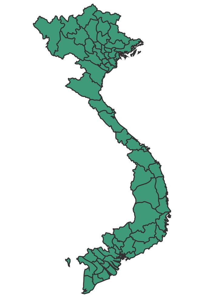 Green Vietnam simple map with states border outline illustration vector