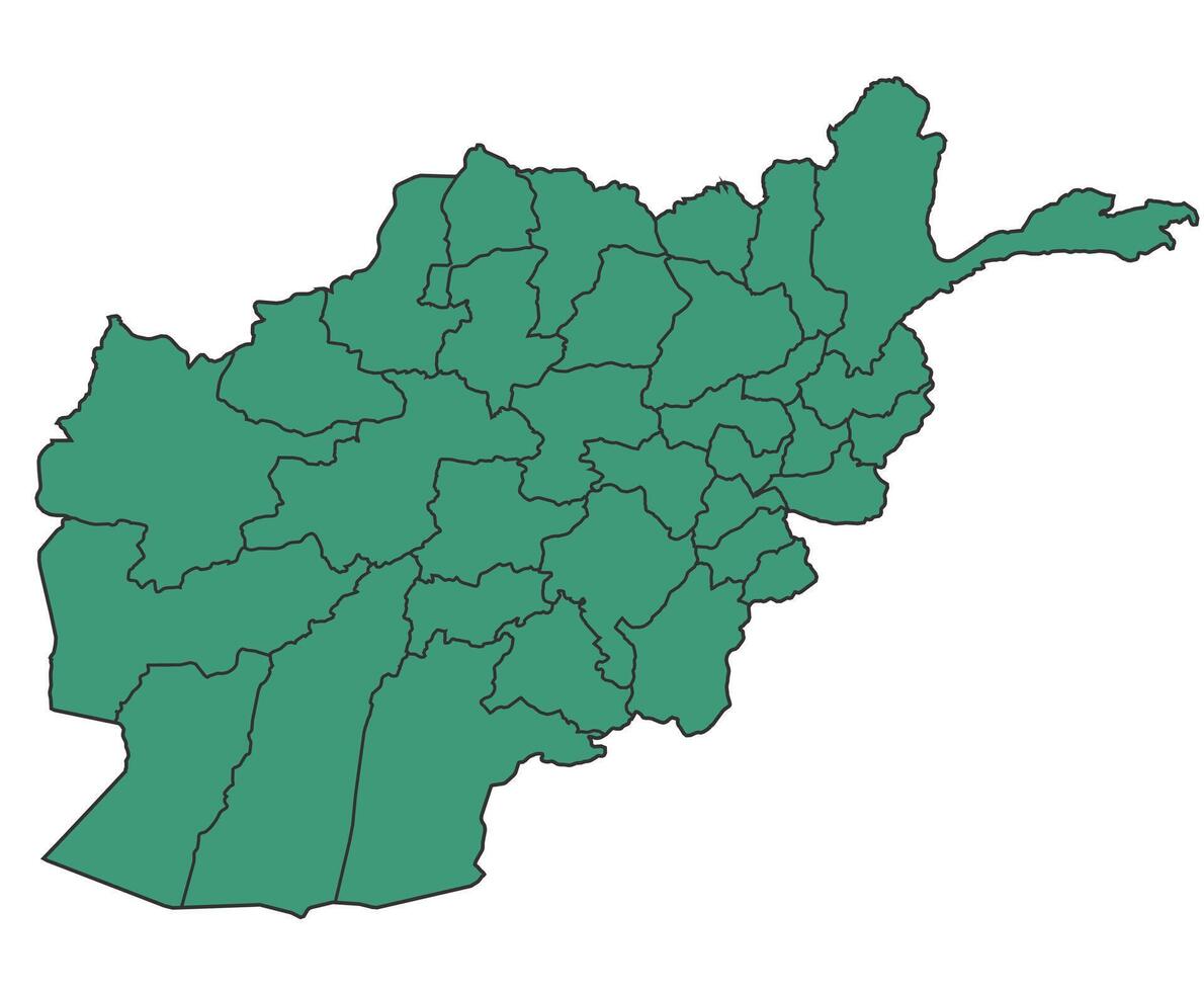Green Afghanistan simple map with states border outline illustration vector