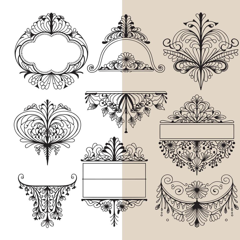 a collection of Silhouette frames vector
