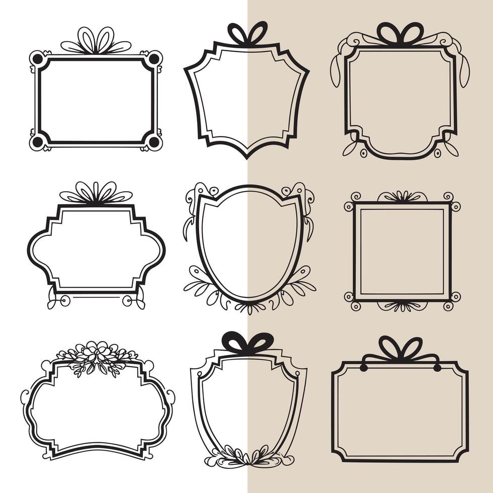 a set of Silhouette frames vector