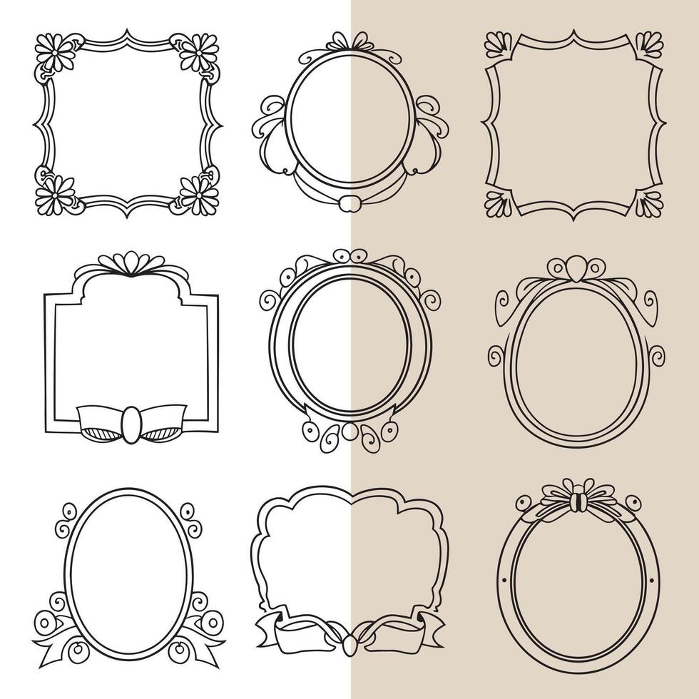 a set of frames with a design that antique vector