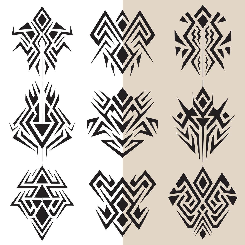 a series of black geometric designs vector