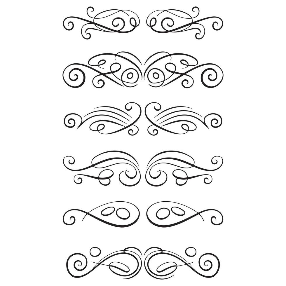a black and white photo of a set of decorative designs. vector