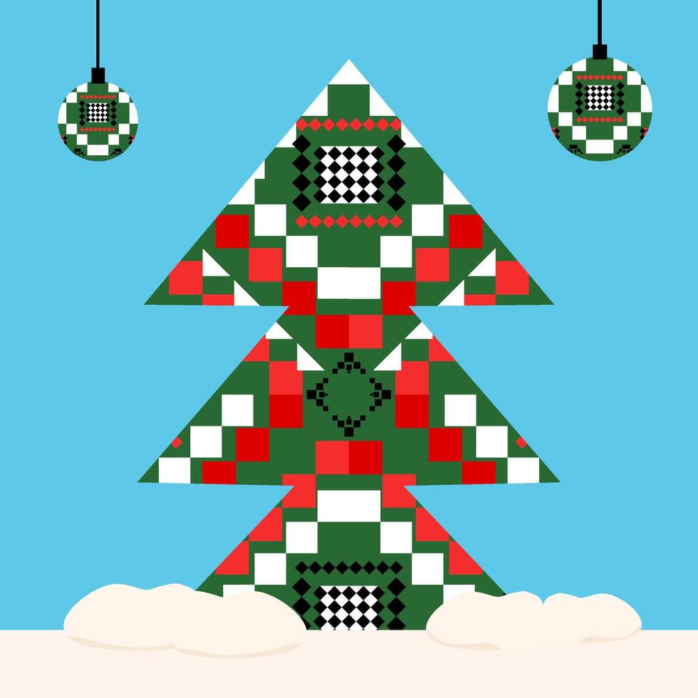 Christmas tree background, design with elements of festive theme vector