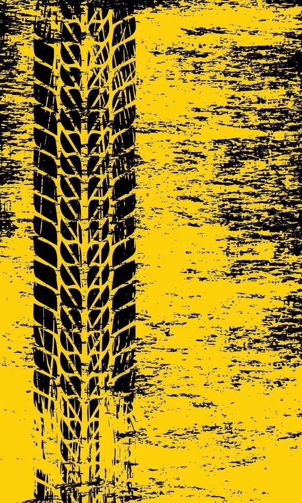 Abstract grunge tire track brush stroke background vector