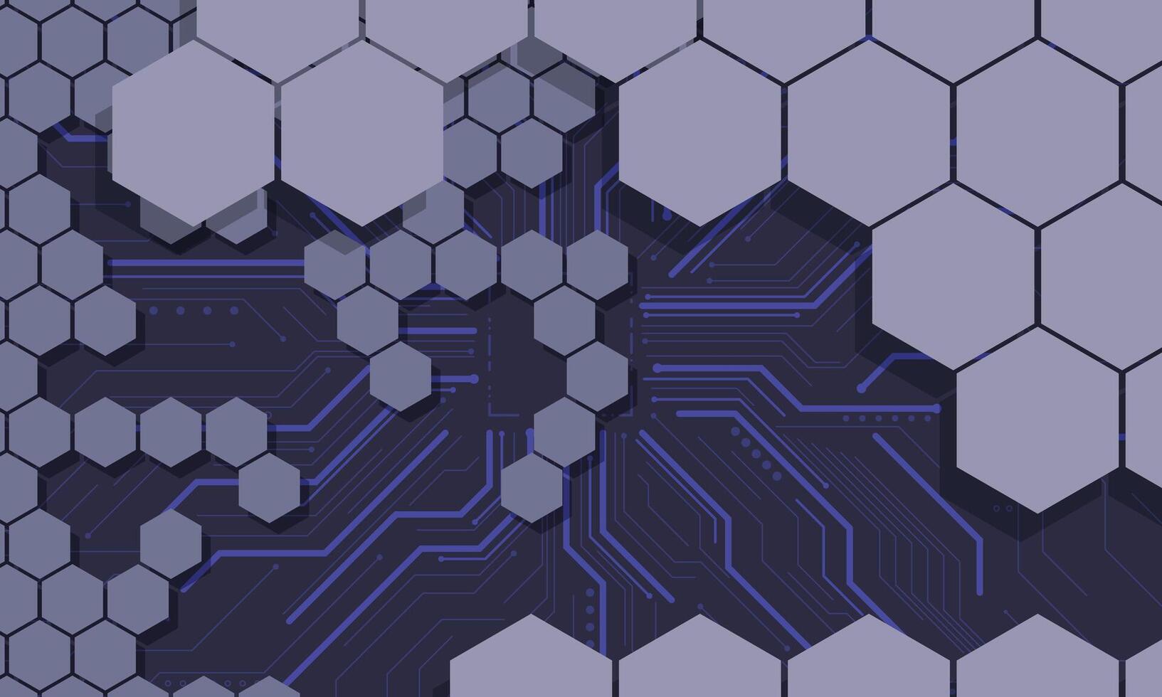 Abstract hexagon and circuit board pattern background vector