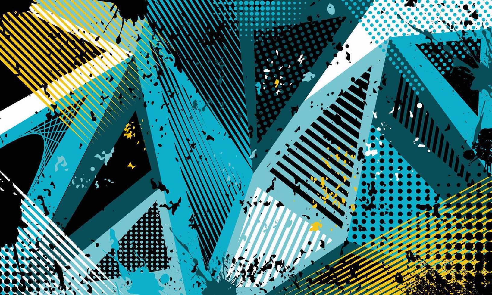 Geometric pattern background with abstract grunge brush strokes vector