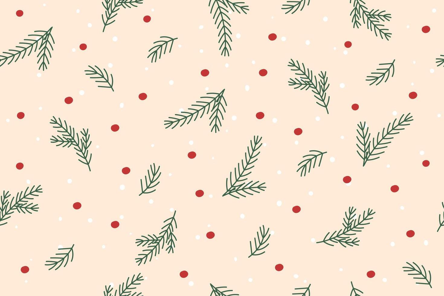 Christmas seamless pattern of Christmas tree twigs and berries. Christmas background. Christmas paper. vector