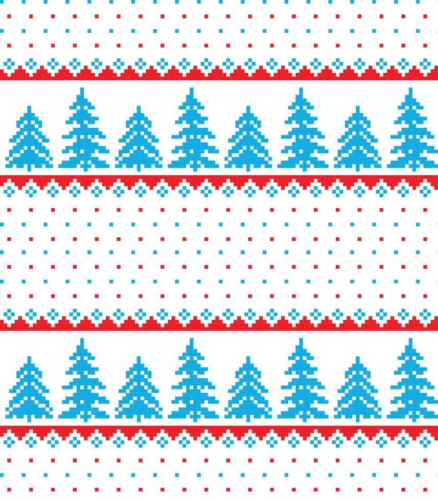 Christmas seamless pattern with trees and red and white dots vector