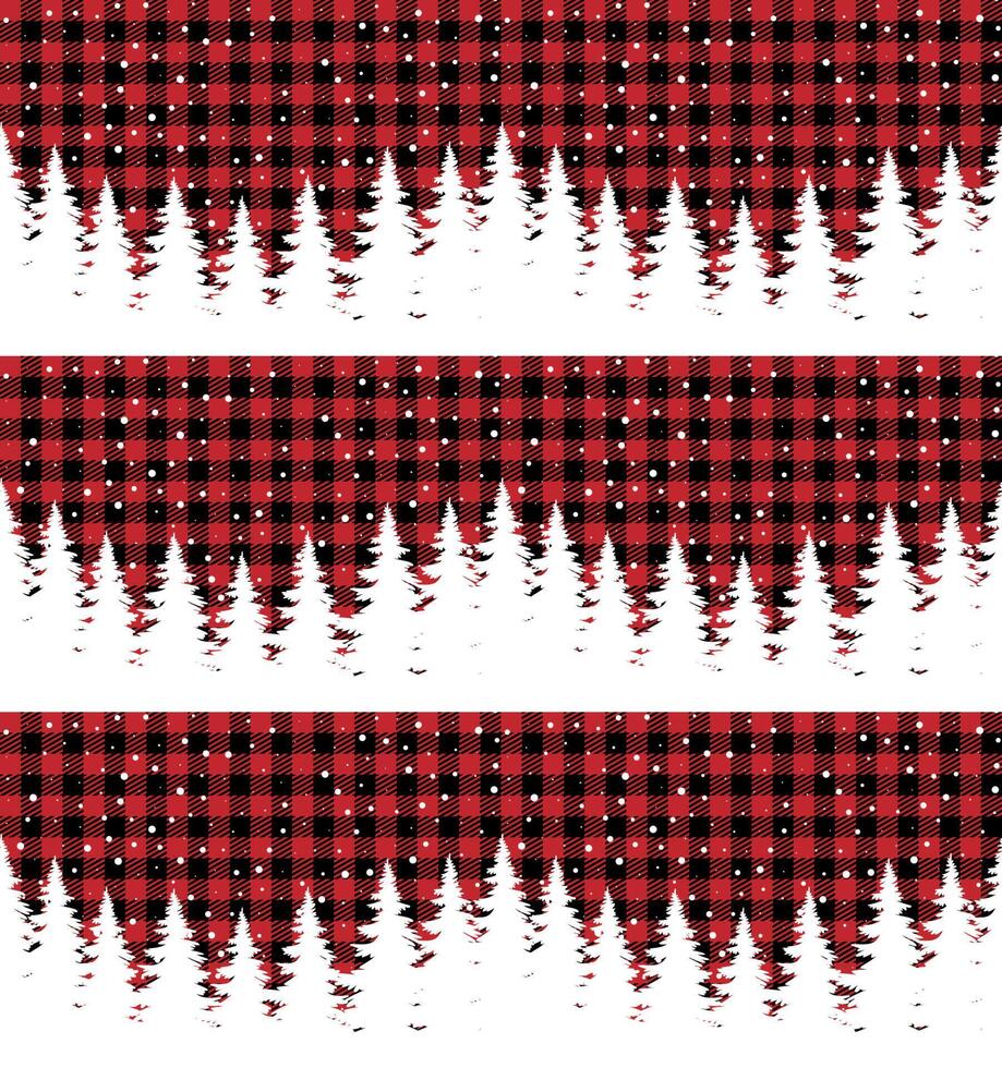 Red and black plaid christmas tree fabric vector