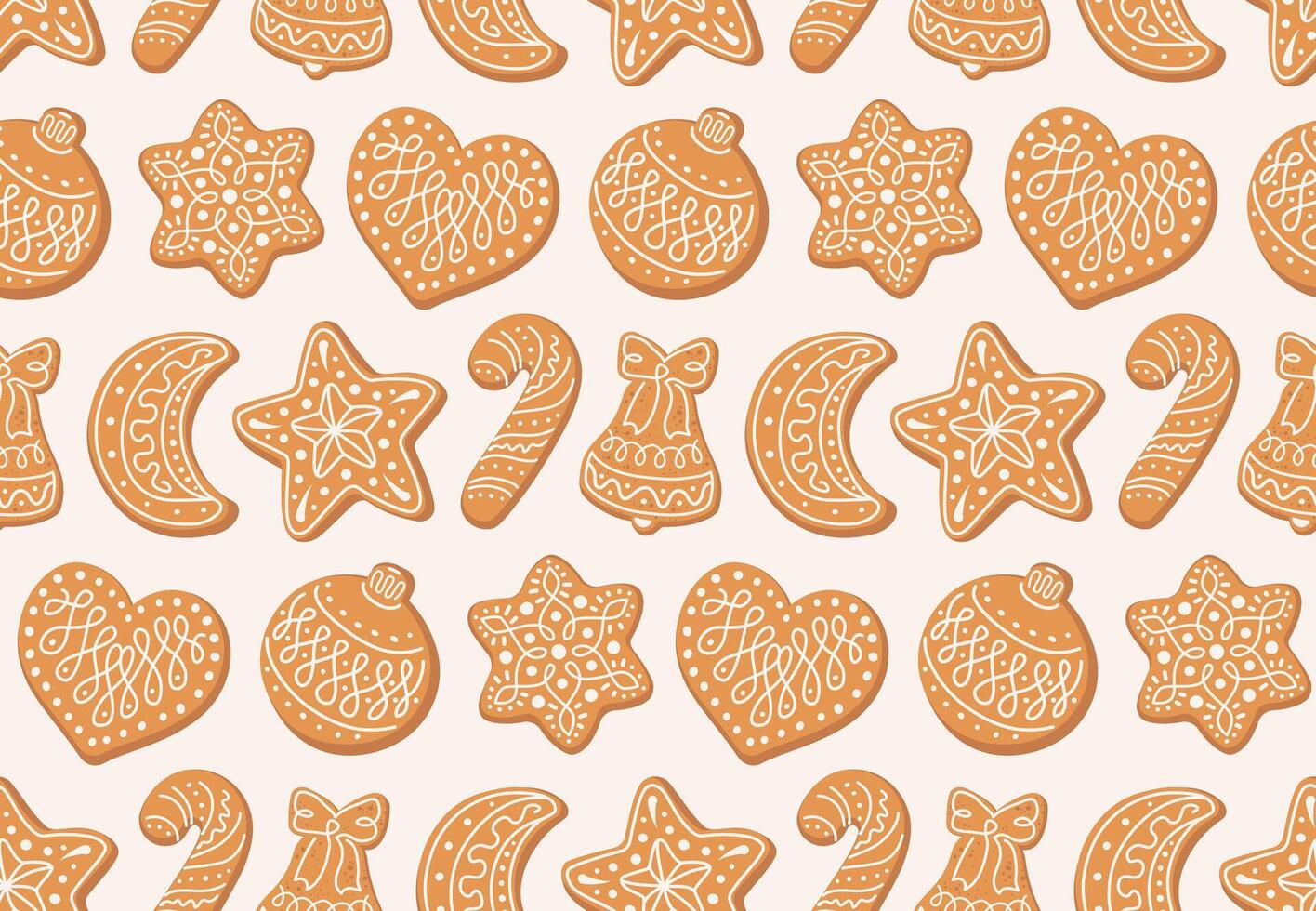 Christmas seamless pattern of sweet gingerbread cookies. vector