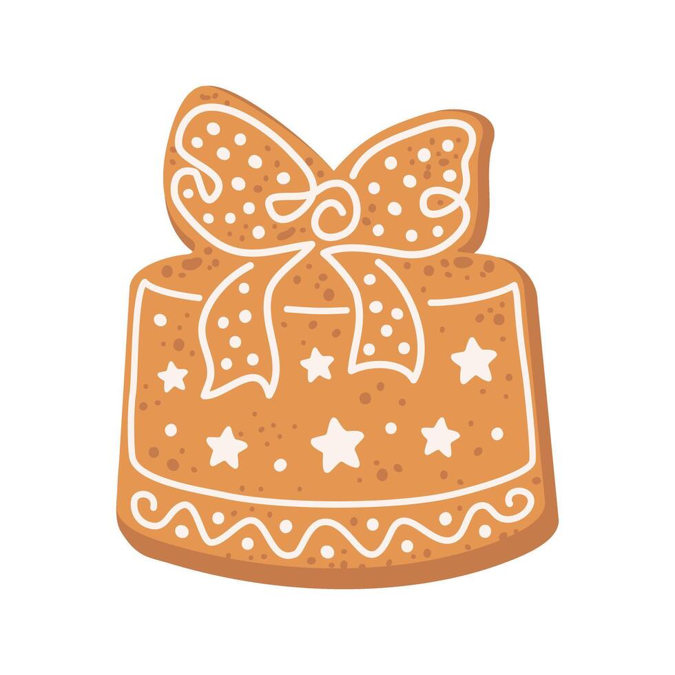 Christmas Gift Gingerbread Cookie isolated on white vector