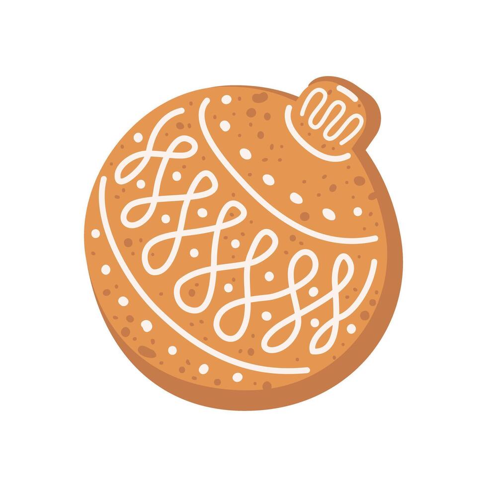 Christmas Ball Gingerbread Cookie isolated on white background vector