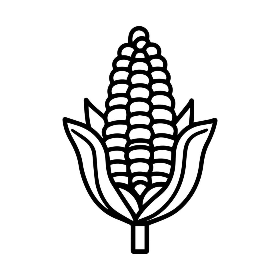 corn icon or modern line symbol. line art and icon design with bold outline. Black and white Pixel Perfect minimalistic symbol isolated white background. Silhouette simple thin sign vector