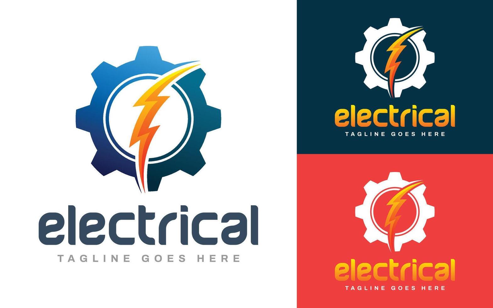 Modern Electrical Gear Logo Design with Lightning Bolt Icon vector