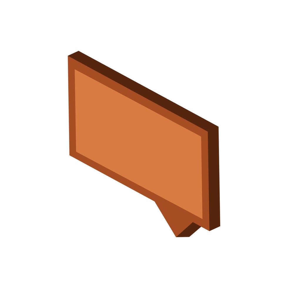Rectangular frame isometric 3d icon isolated on a white background. Isometric 3d bubble chat with brown color. Bubble speech isometric icon vector