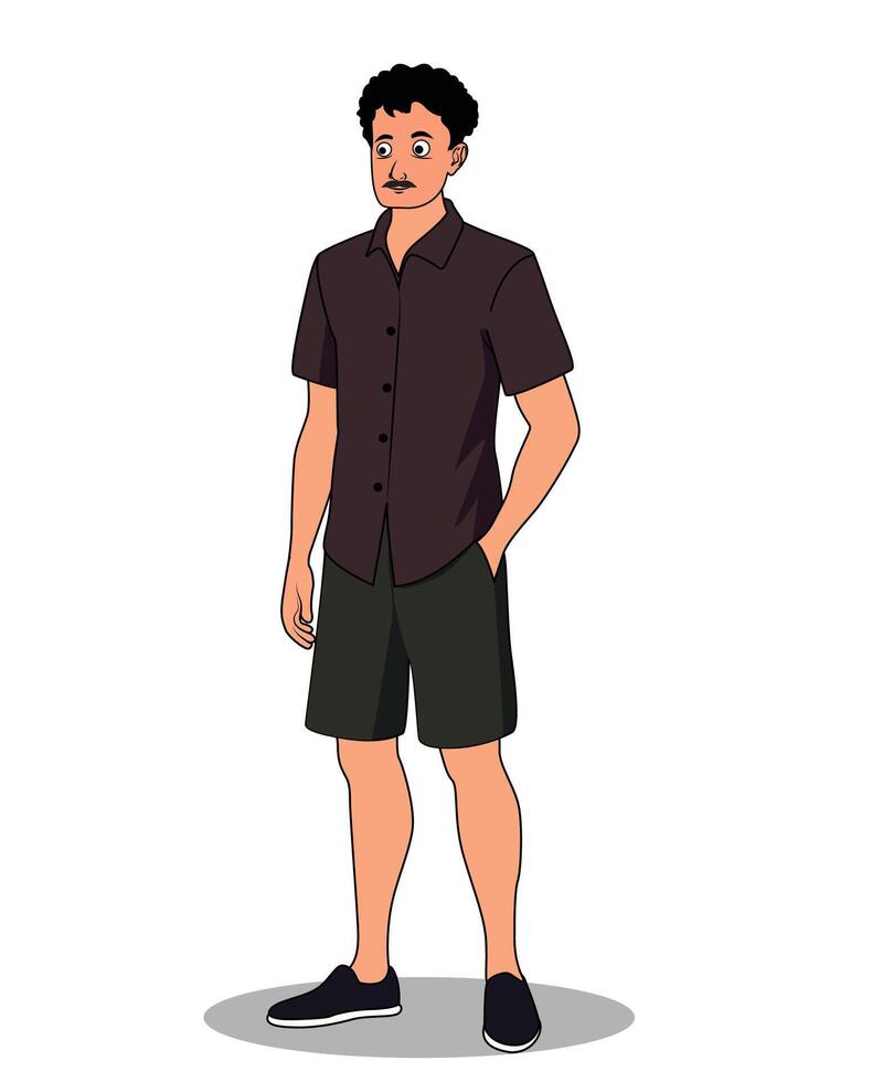 A young man front three quarter pose cartoon character design vector