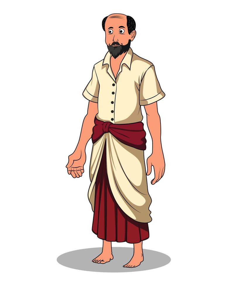 Cartoon character design of a innocent village man vector