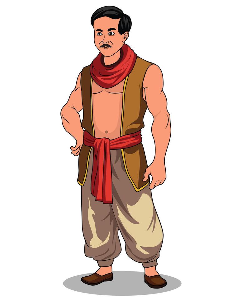 A Whimsical Village Man Character Illustration vector