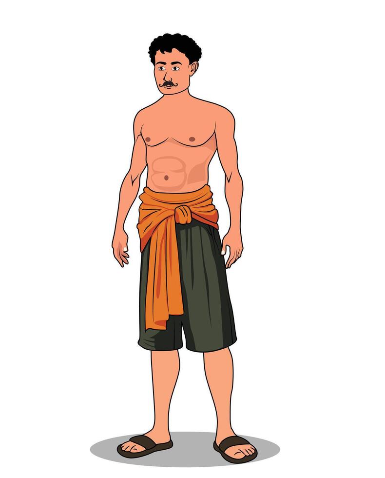 Simple Villager Cartoon Character Design vector