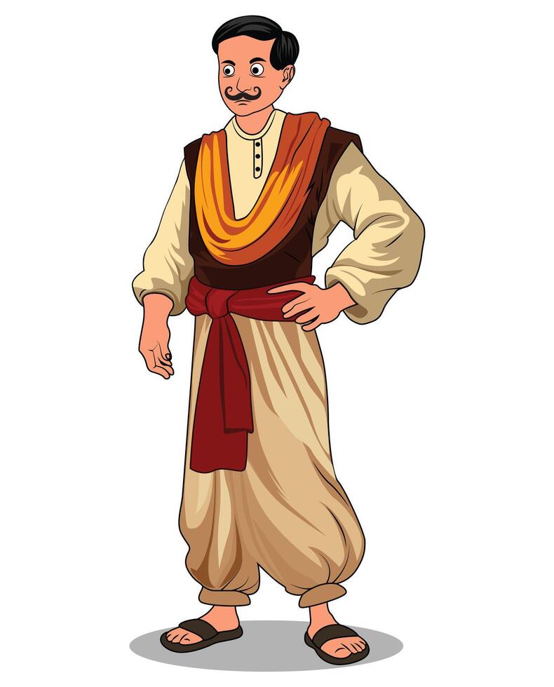 Village Rich Man Cartoon Character Design Concept vector