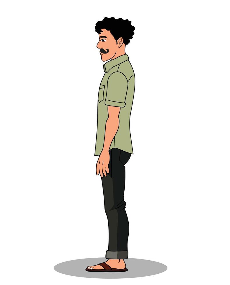 Village handsome man side pose cartoon character design vector