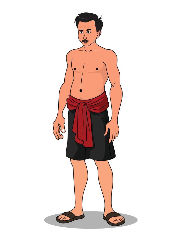Village Poor Man Character in Cartoon Format vector