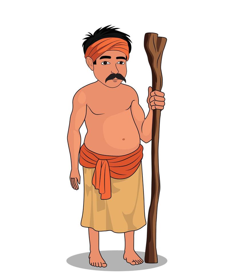 Village character design of poor short highted man vector