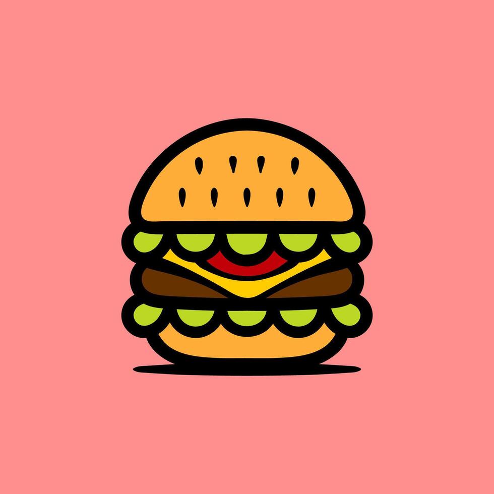 simple cheese burger icon line art style sketch classic vintage design illustration vector