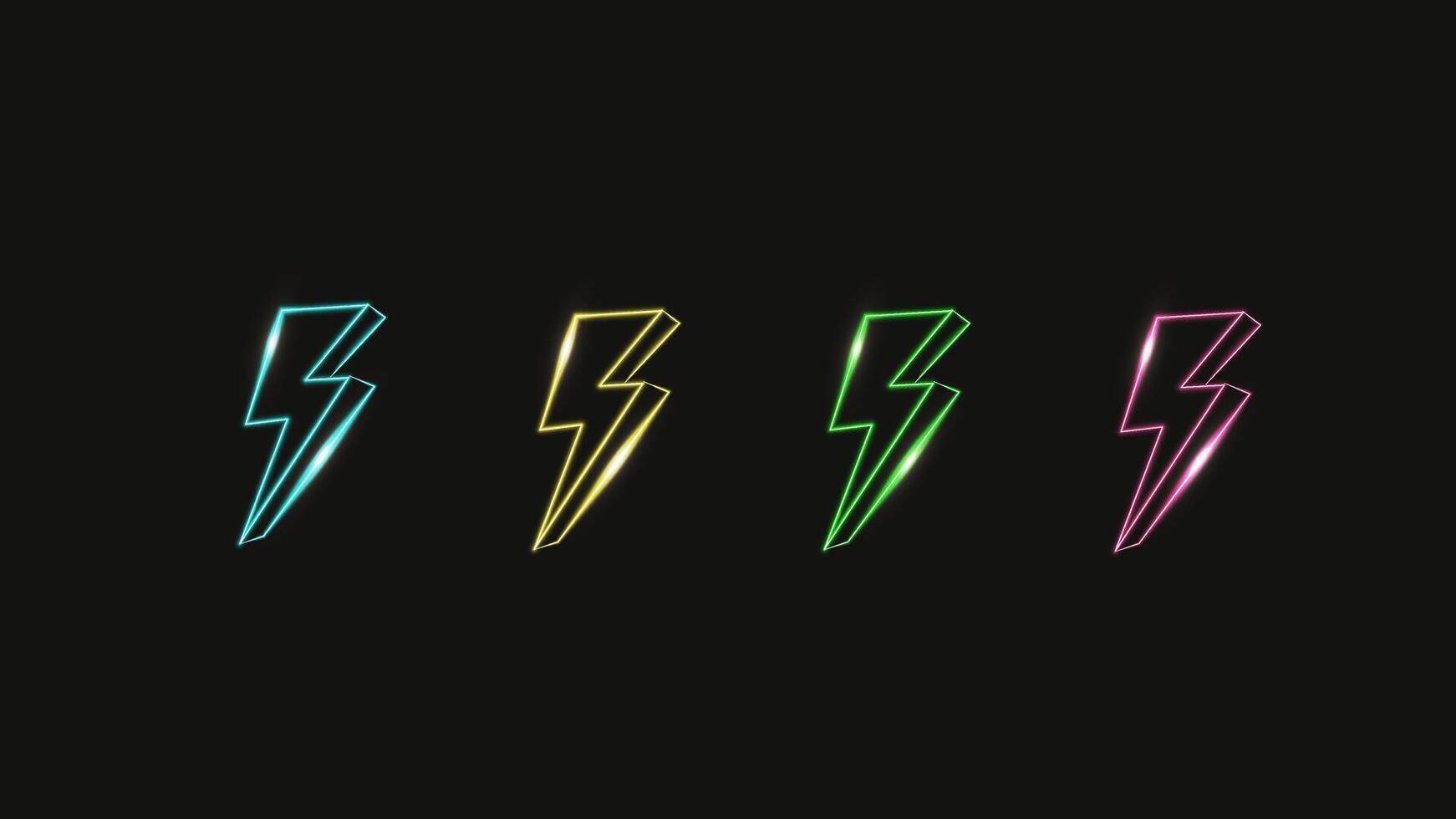 Sign thunder or lightning bolt icon neon glow style editable vector