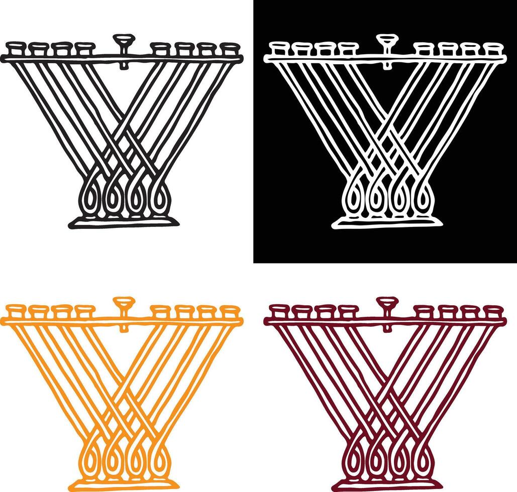 Traditional Hanukkah Menorah. Simple Hand-Drawn Doodle Icon vector