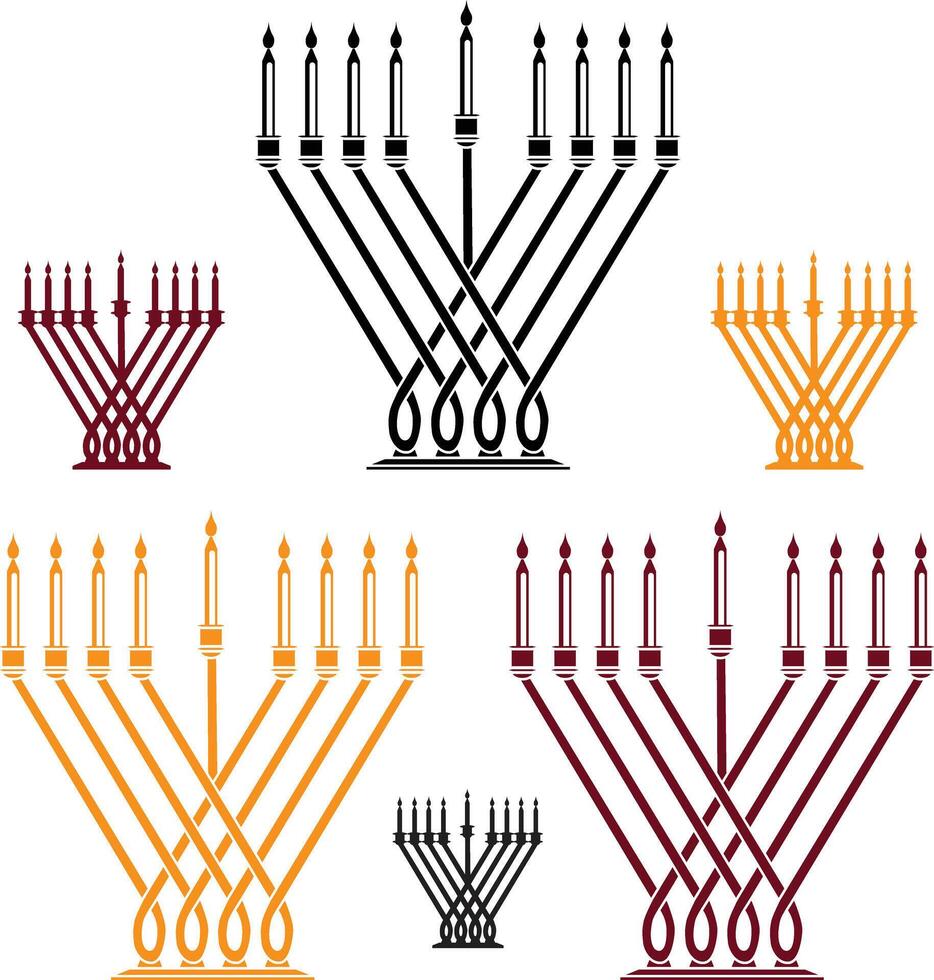 Traditional Hanukkah Menorah. Simple Geometric Icons vector