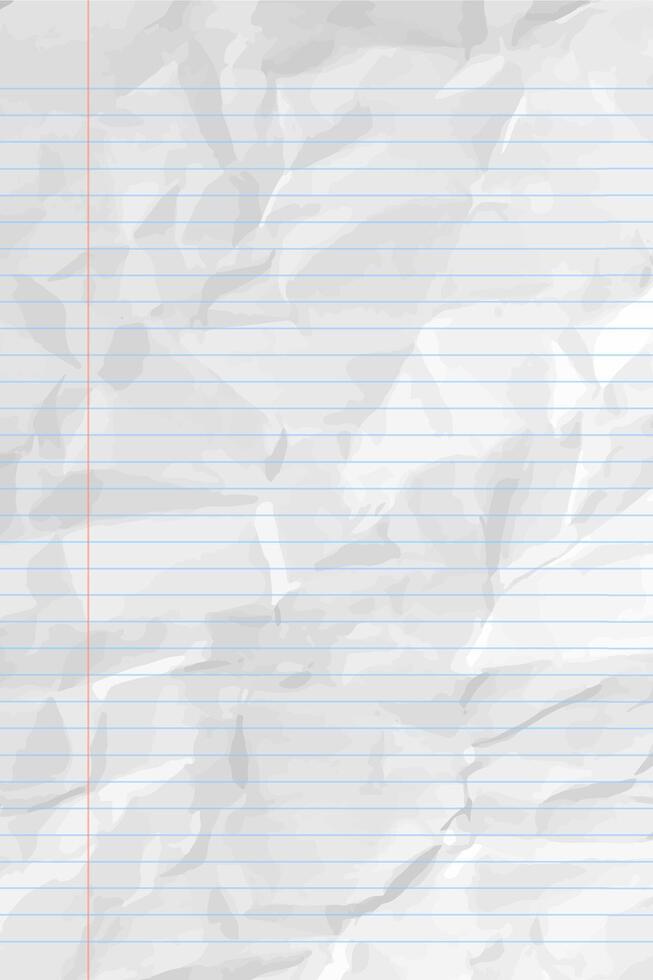 White clean crumpled notebook paper with lines vector
