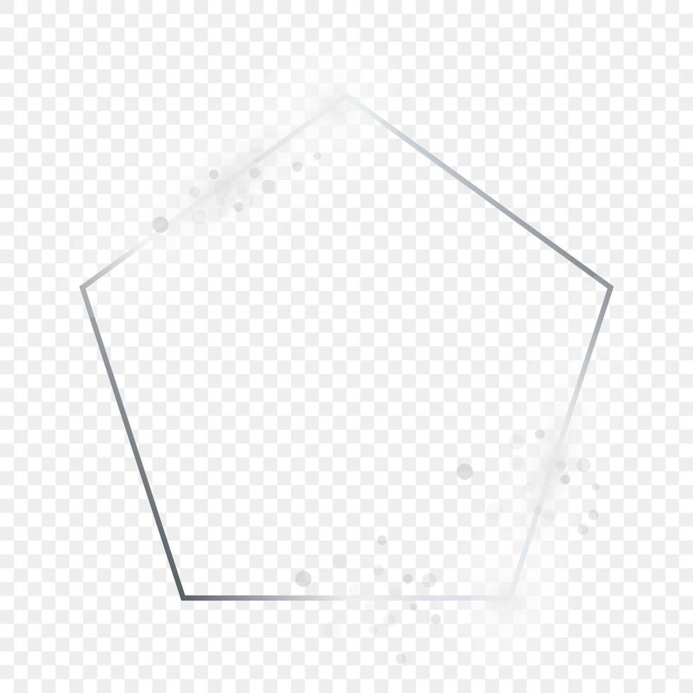 Silver glowing pentagon shape frame with sparkles vector