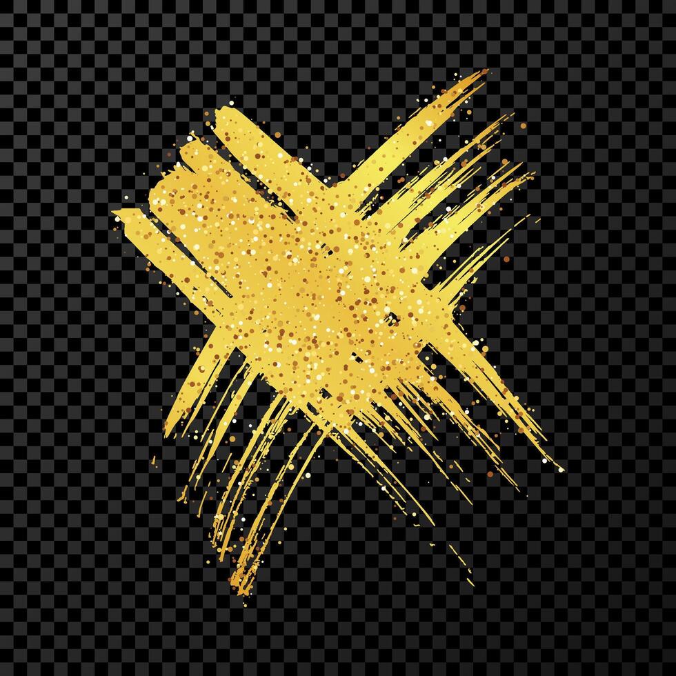 Gold hand drawn cross symbol vector