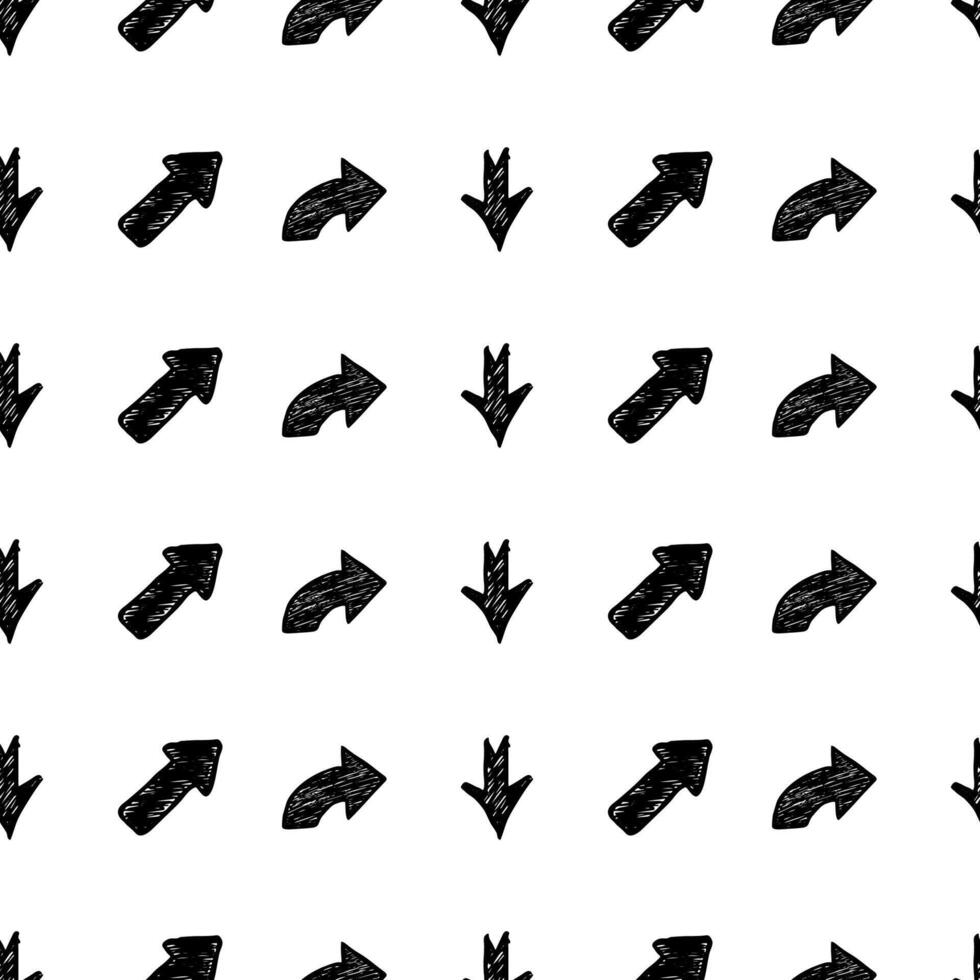 Seamless pattern with black hand drawn arrows vector