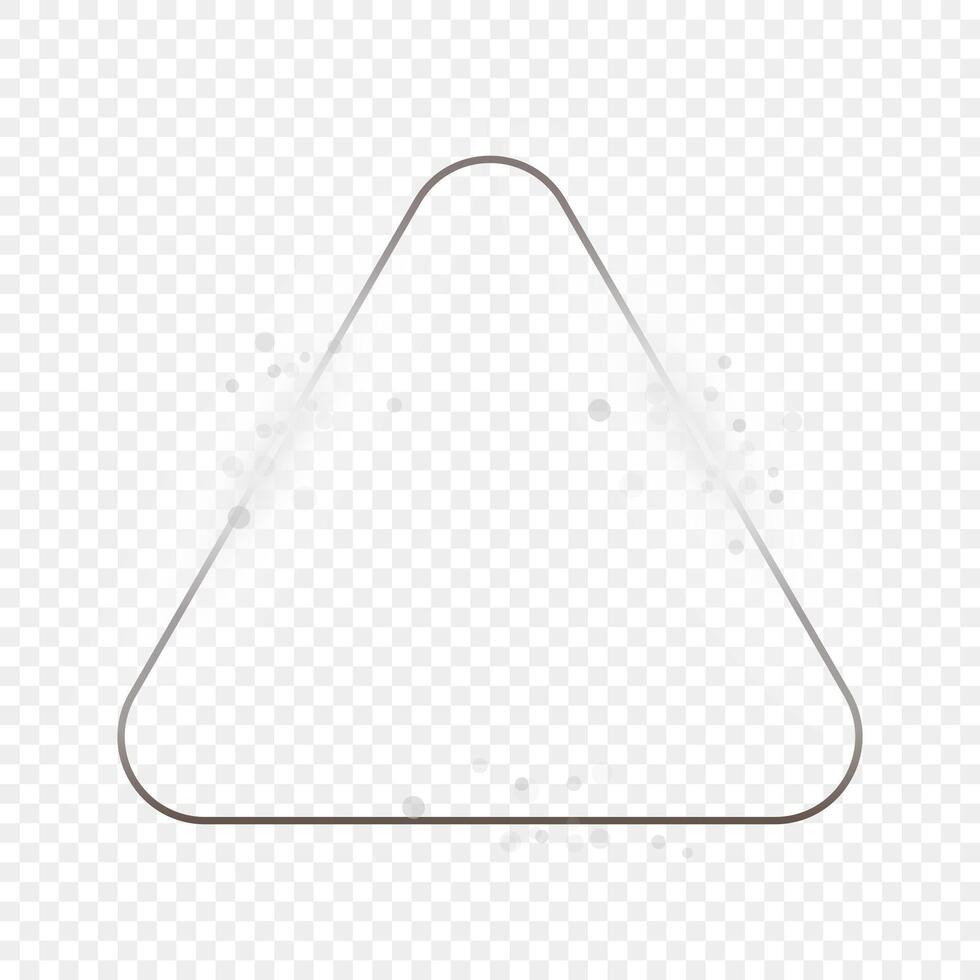 Silver glowing rounded triangle frame with sparkles vector