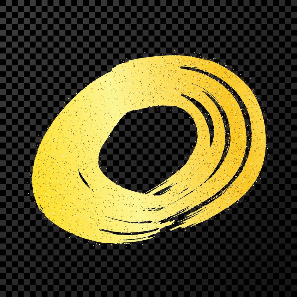 Gold grunge brush strokes in circle form vector