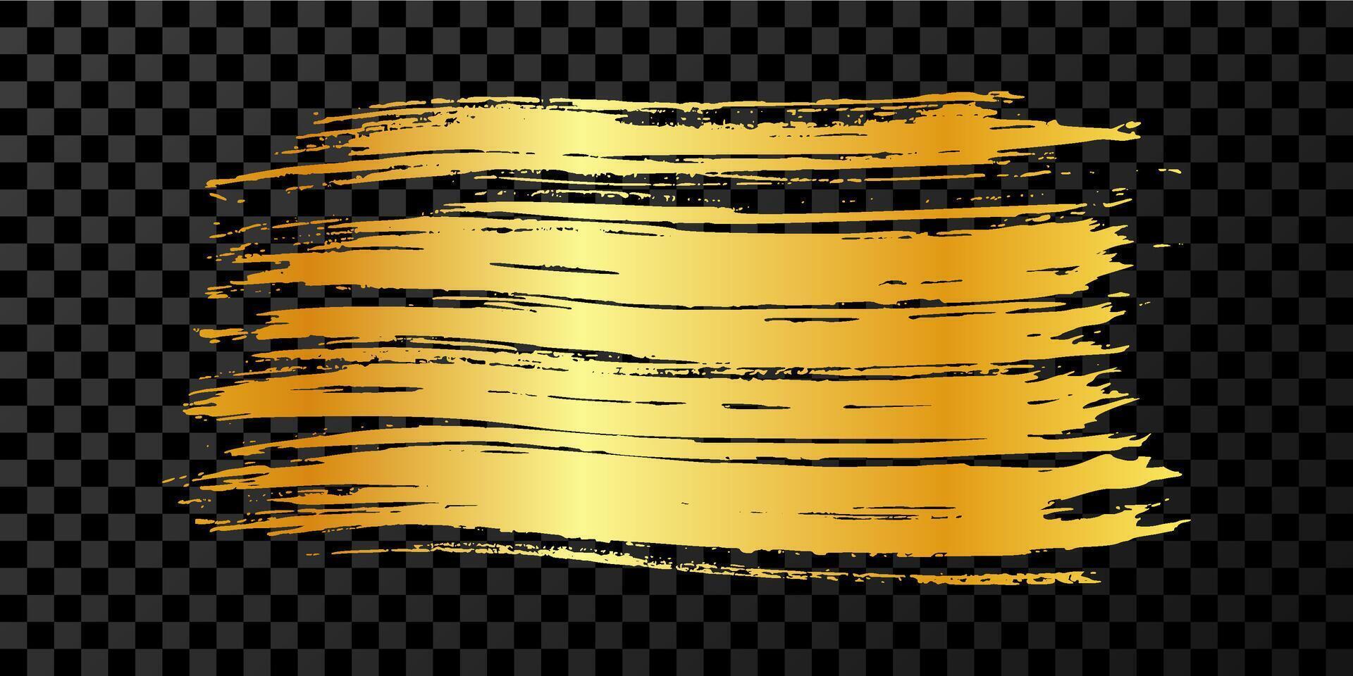 Gold brush stroke on dark background vector