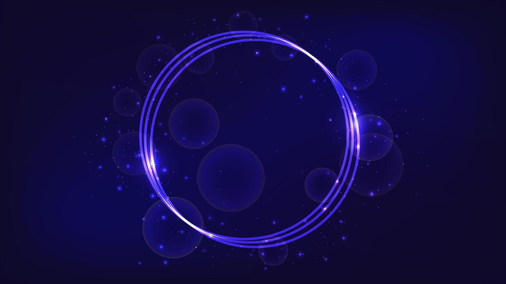 Neon round frame with shining effects and sparkles vector
