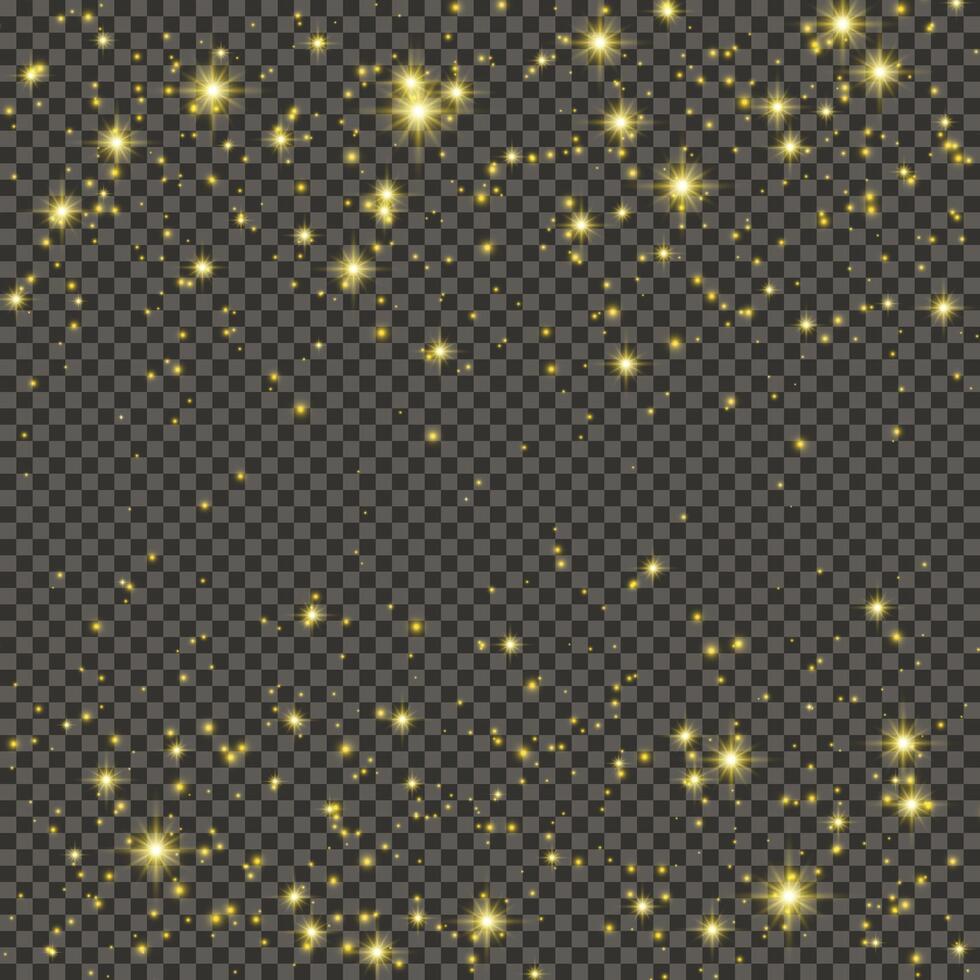 Gold glittering dust on a gray background. Dust with gold glitter effect and empty space for your text. illustration vector