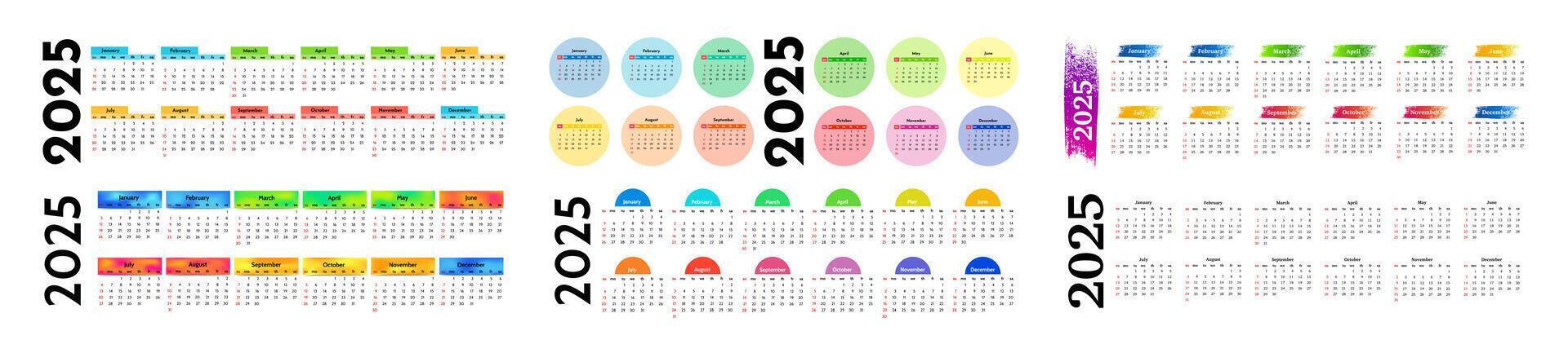 Calendar for 2025 isolated on a white background vector