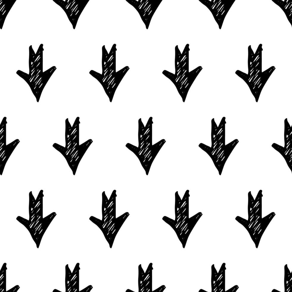 Seamless pattern with black hand drawn arrows vector