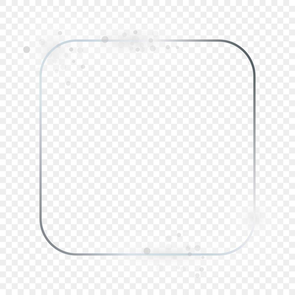 Silver glowing rounded square frame with sparkles vector