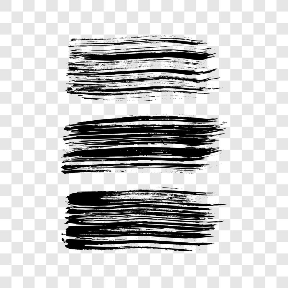 Set of black hand drawn brush strokes vector