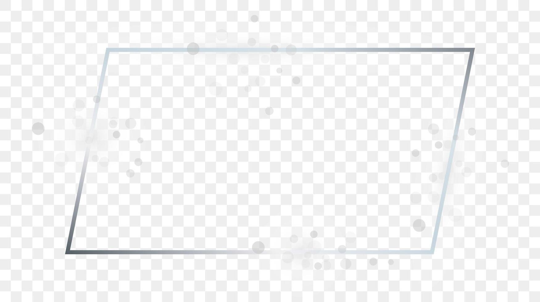Silver glowing rectangular shape frame with sparkles vector