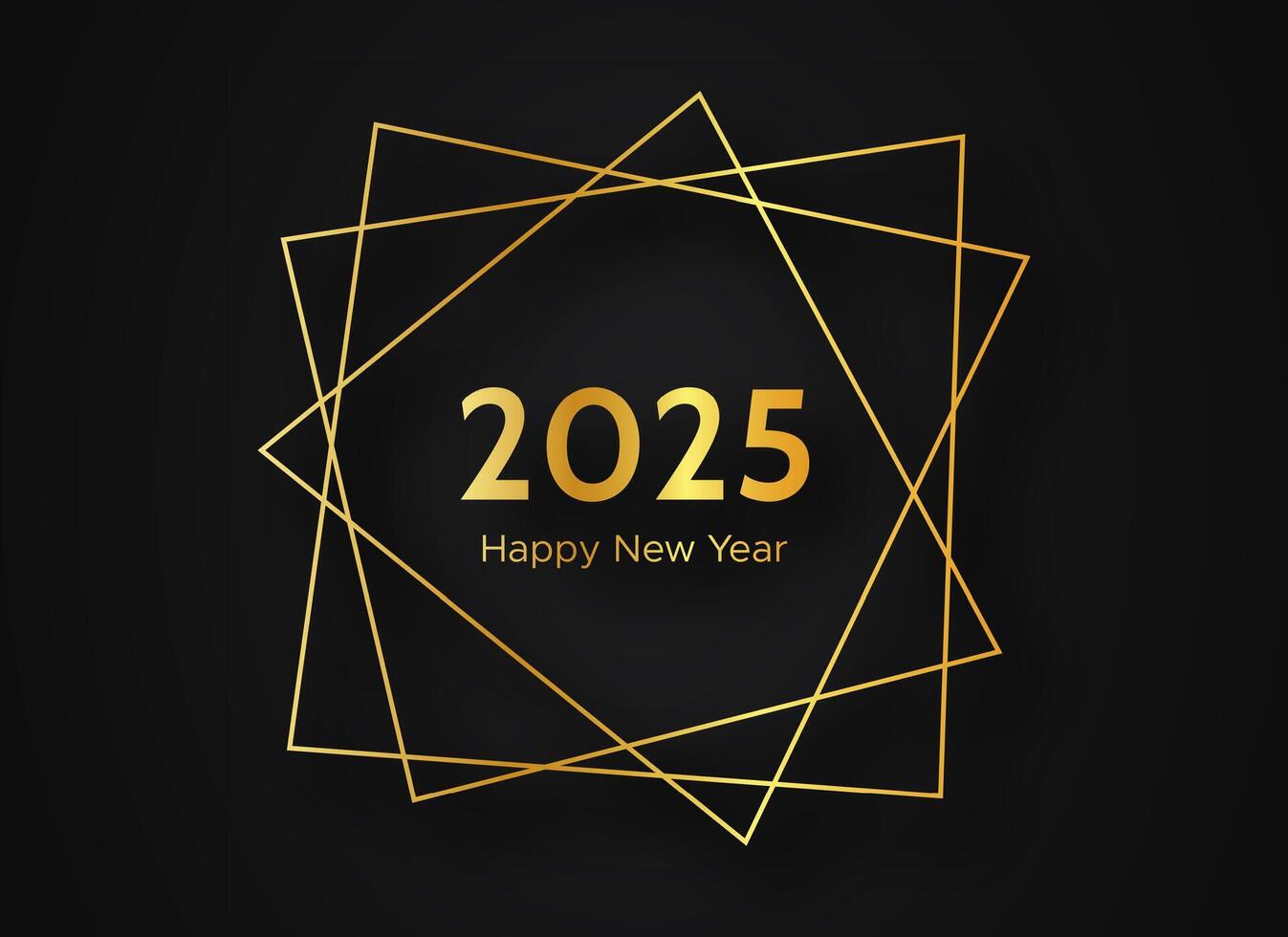 2025 Happy New Year gold geometric polygonal background vector