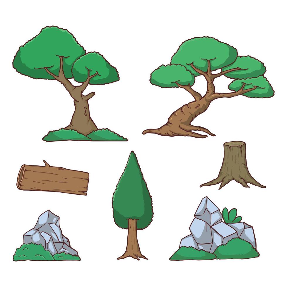 Set of tree illustration vector