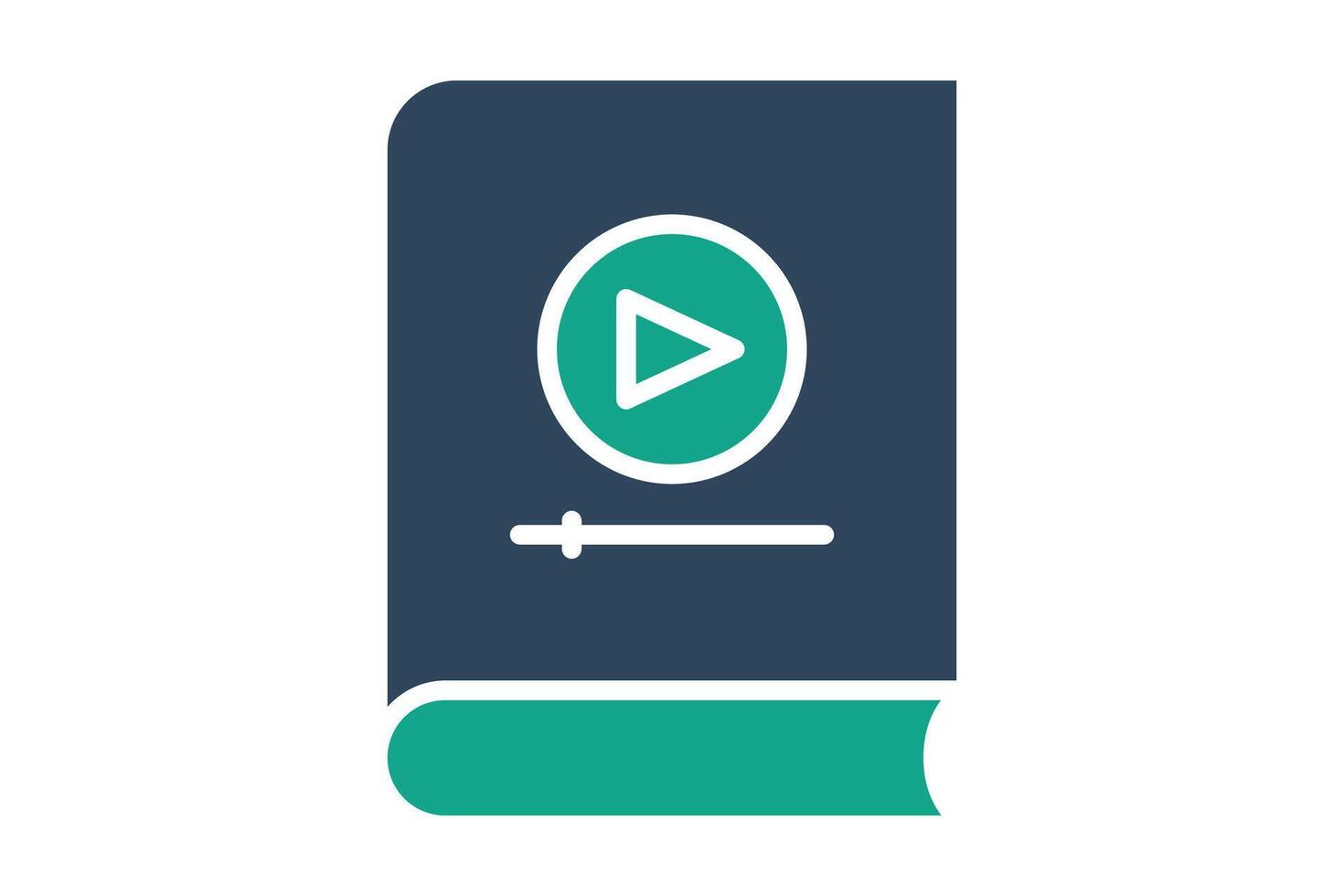 Tutorial icon. solid icon style. book with play sign. icon related to online course. education elements illustration vector